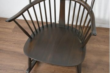 中古　美品　激レア　ERCOL(アーコール)　フラワーバッグ　Latimer(ラティマー)　美しい曲げ木と高背のデザインが特徴のロッキングチェア(ラティマーチェア、チェアメーカーズチェア、Chairmakers Chair、アームチェア、揺り椅子、イス、椅子、英国)(R-082698)