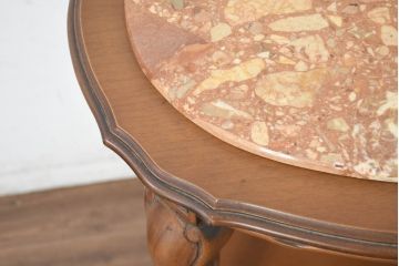 中古　イタリア　大理石トップのかわいいデザインのサイドテーブル(フラワースタンド、コンソールテーブル、ナイトテーブル、花台、飾り台)(R-082699)