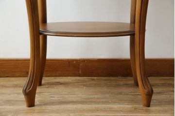 中古　イタリア　大理石トップのかわいいデザインのサイドテーブル(フラワースタンド、コンソールテーブル、ナイトテーブル、花台、飾り台)(R-082699)