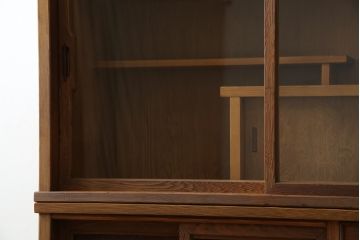 和製ビンテージ　美品　屋久杉　優しい色合いと杢目が魅力的な茶箪笥(茶タンス、収納棚、戸棚、茶棚、飾り棚、キャビネット、ヴィンテージ)(R-082701)