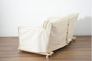 中古　HALO(ハロ)　Rayla(レイラ)　ダメージ加工　ルーズな仕上がりが魅力!!ヴィンテージスタイルが空間にこなれた風合いと深みを演出する2人掛けソファ(2P、二人掛け、英国)(R-082702)
