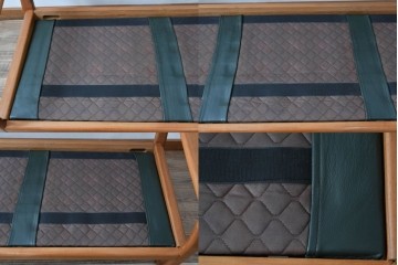 デンマークビンテージ　Dyrlund(デューロン)　本革　チーク材のフレームが重厚感と温もりを演出する3人掛けソファ　(R-082705)