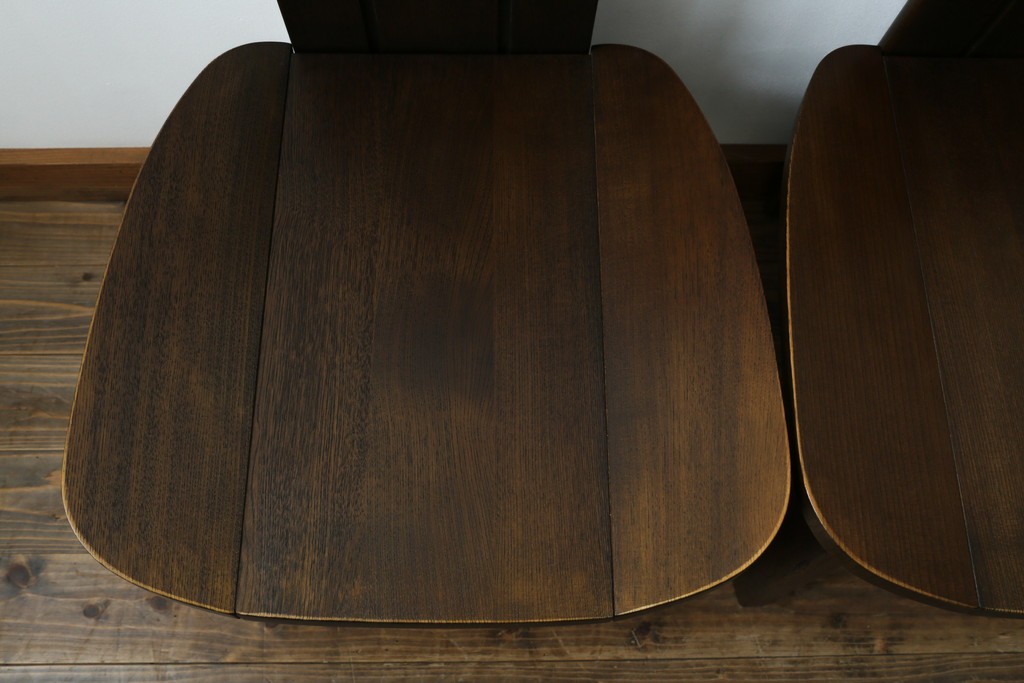 中古　美品　希少な廃番品!!　カリモク家具(karimoku)　ナラ(楢)材　持ち手付き　和モダンなハイバックチェア4脚セット　(R-082709)