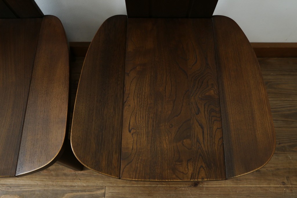 中古　美品　希少な廃番品!!　カリモク家具(karimoku)　ナラ(楢)材　持ち手付き　和モダンなハイバックチェア4脚セット　(R-082709)