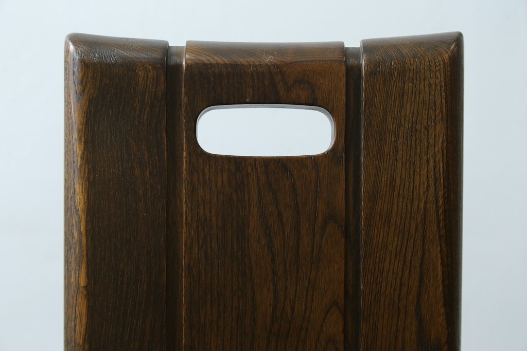 中古　美品　希少な廃番品!!　カリモク家具(karimoku)　ナラ(楢)材　持ち手付き　和モダンなハイバックチェア4脚セット　(R-082709)