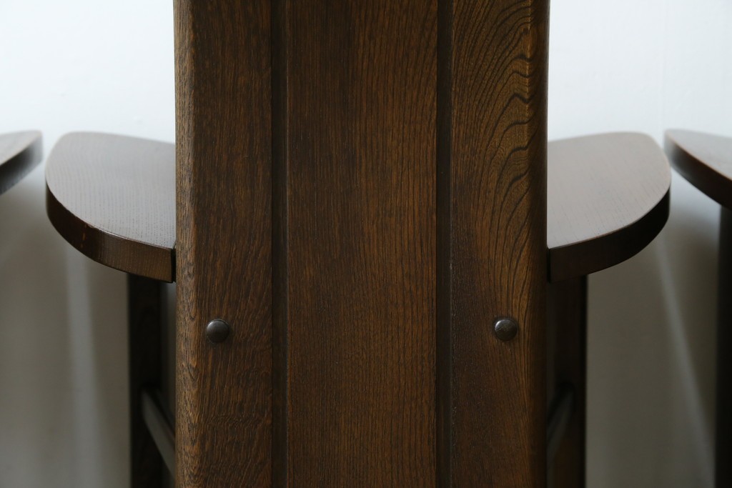 中古　美品　希少な廃番品!!　カリモク家具(karimoku)　ナラ(楢)材　持ち手付き　和モダンなハイバックチェア4脚セット　(R-082709)