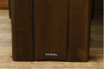 中古　美品　希少な廃番品!!　カリモク家具(karimoku)　ナラ(楢)材　持ち手付き　和モダンなハイバックチェア4脚セット　(R-082709)