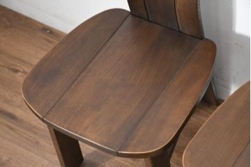 中古　美品　希少な廃番品!!　カリモク家具(karimoku)　ナラ(楢)材　持ち手付き　和モダンなハイバックチェア4脚セット(板座チェア、椅子、イス、バラ売り可能)(R-082709)