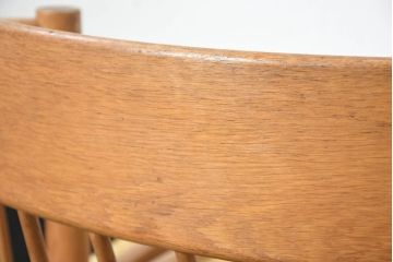 和製ビンテージ　希少モデル!!　国産職人手作り　伊勢丹別注　ナラ(楢)材　ゆったりとした時間を過ごしたくなる木のぬくもりに包まれた3連モジュール式曲木スピンドルバック3Pソファ(三人掛け、3人掛け、リビングチェア、トリプルソファ、アームソファ、ヴィンテージ)(R-082711)