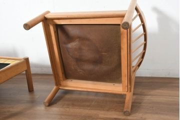 和製ビンテージ　希少モデル!!　国産職人手作り　伊勢丹別注　ナラ(楢)材　ゆったりとした時間を過ごしたくなる木のぬくもりに包まれた3連モジュール式曲木スピンドルバック3Pソファ(三人掛け、3人掛け、リビングチェア、トリプルソファ、アームソファ、ヴィンテージ)(R-082711)