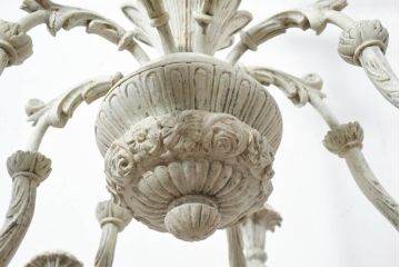 フランスアンティーク　南仏の大邸宅品　美しい木彫刻が素敵!!大振りでシャービックなキャンドルシャンデリア(天井照明、吊り下げ照明、ペンダントライト、蝋燭型、キャンドル型)(R-082712)