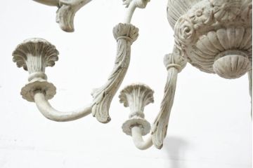 フランスアンティーク　南仏の大邸宅品　美しい木彫刻が素敵!!大振りでシャービックなキャンドルシャンデリア(天井照明、吊り下げ照明、ペンダントライト、蝋燭型、キャンドル型)(R-082712)