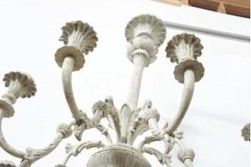 フランスアンティーク　南仏の大邸宅品　美しい木彫刻が素敵!!大振りでシャービックなキャンドルシャンデリア(天井照明、吊り下げ照明、ペンダントライト、蝋燭型、キャンドル型)(R-082712)