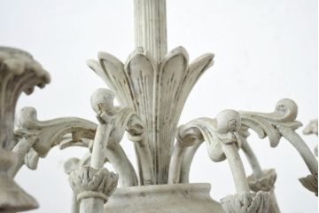 フランスアンティーク　南仏の大邸宅品　美しい木彫刻が素敵!!大振りでシャービックなキャンドルシャンデリア(天井照明、吊り下げ照明、ペンダントライト、蝋燭型、キャンドル型)(R-082712)