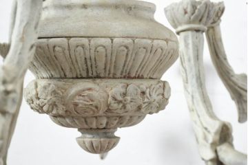 フランスアンティーク　南仏の大邸宅品　美しい木彫刻が素敵!!大振りでシャービックなキャンドルシャンデリア(天井照明、吊り下げ照明、ペンダントライト、蝋燭型、キャンドル型)(R-082712)