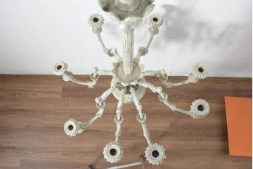 フランスアンティーク　南仏の大邸宅品　美しい木彫刻が素敵!!大振りでシャービックなキャンドルシャンデリア(天井照明、吊り下げ照明、ペンダントライト、蝋燭型、キャンドル型)(R-082712)