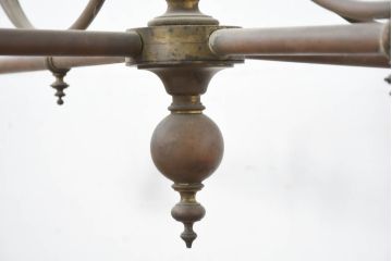 フランスアンティーク　特大!!　激レアサイズ!!　シンプルながらもクラシカルな曲線が美しい4灯式のブラス製シャンデリア(真鍮、天井照明、吊り下げ照明、ペンダントライト)(R-082714)