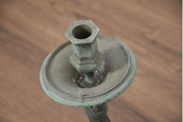 フランスアンティーク　特大で重厚!!一般家庭用とは思えないほど立派!凝った装飾のブロンズ製キャンドル式シャンデリア(天井照明、吊り下げ照明、ペンダントライト、蝋燭型、キャンドル型)(R-082715)