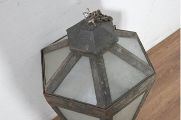 フランスビンテージ　アイアン　空間に圧倒的な存在感を与える特大サイズ照明(ペンダントライト、吊り下げ照明、天井照明、ヴィンテージ)(R-082717)