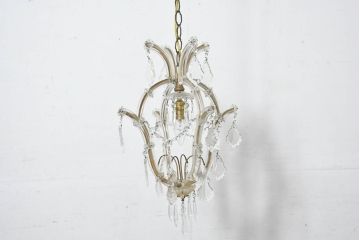 フランスアンティーク　1灯　空間を華やかに彩る繊細な装飾のシャンデリア(天井照明、ペンダントライト、吊り下げ照明)(R-082718)