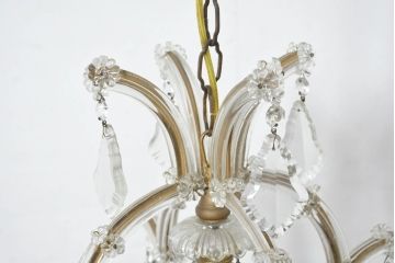 フランスアンティーク　1灯　空間を華やかに彩る繊細な装飾のシャンデリア(天井照明、ペンダントライト、吊り下げ照明)(R-082718)