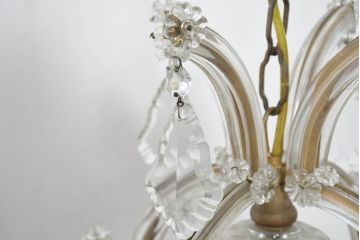 フランスアンティーク　1灯　空間を華やかに彩る繊細な装飾のシャンデリア(天井照明、ペンダントライト、吊り下げ照明)(R-082718)