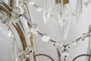 フランスアンティーク　1灯　空間を華やかに彩る繊細な装飾のシャンデリア(天井照明、ペンダントライト、吊り下げ照明)(R-082718)