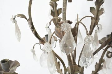 ヨーロッパアンティーク　ロートアイアンの風合いと簡素だが作りの良いデザインが映えるキャンドル式シャンデリア(天井照明、吊り下げ照明、ペンダントライト、蝋燭型、キャンドル型)(R-082719)