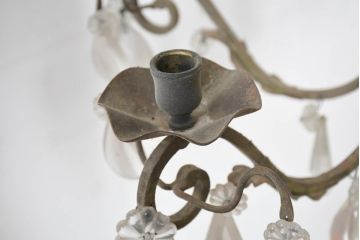 ヨーロッパアンティーク　ロートアイアンの風合いと簡素だが作りの良いデザインが映えるキャンドル式シャンデリア(天井照明、吊り下げ照明、ペンダントライト、蝋燭型、キャンドル型)(R-082719)
