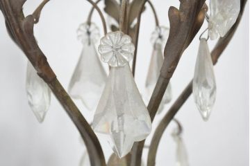 ヨーロッパアンティーク　ロートアイアンの風合いと簡素だが作りの良いデザインが映えるキャンドル式シャンデリア(天井照明、吊り下げ照明、ペンダントライト、蝋燭型、キャンドル型)(R-082719)