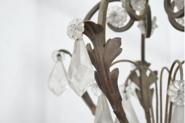 ヨーロッパアンティーク　ロートアイアンの風合いと簡素だが作りの良いデザインが映えるキャンドル式シャンデリア(天井照明、吊り下げ照明、ペンダントライト、蝋燭型、キャンドル型)(R-082719)