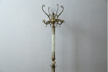 イタリアヴィンテージ　ブラスの重厚感と大理石支柱の上品さが際立つコートハンガー　(R-082725)