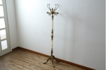 イタリアヴィンテージ　ブラスの重厚感と大理石支柱の上品さが際立つコートハンガー　(R-082725)