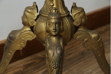 イタリアヴィンテージ　ブラスの重厚感と大理石支柱の上品さが際立つコートハンガー　(R-082725)