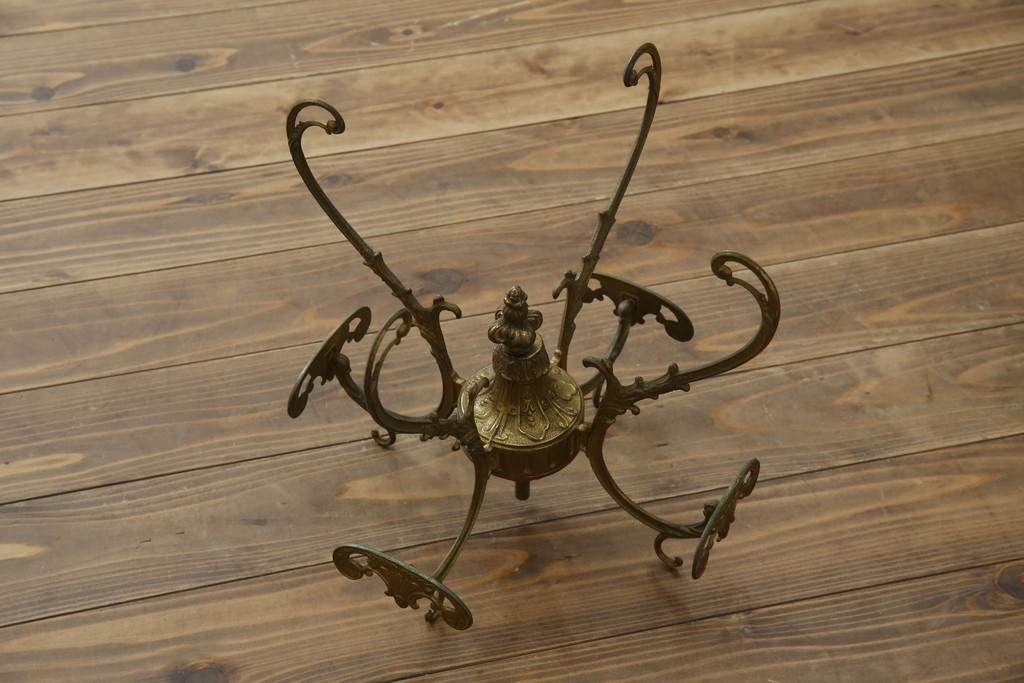 イタリアヴィンテージ　ブラスの重厚感と大理石支柱の上品さが際立つコートハンガー　(R-082725)