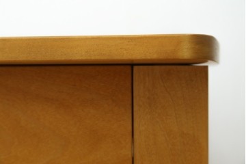 中古　家具工房　BritCraft(ブリットクラフト)　ハードメープル材　丸みをおびたデザインの引き出し付きデスク　(R-082728)