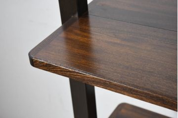 中古　新品未使用　展示品　岩手岩泉・純木家具　総欅(ケヤキ)材　漆塗り　空間を選ばず使える万能デザイン!!シンプルモダンな飾り棚(オープンシェルフ、オープンラック、ディスプレイラック、陳列棚)(R-082730)