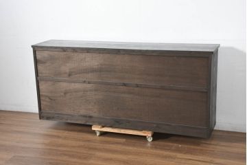 中古　古建具をリメイクしたモダンな横桟ガラス引き戸が魅力な水屋箪笥サイドボード(食器棚、収納棚、戸棚、カップボード、サイドキャビネット)(R-082732)