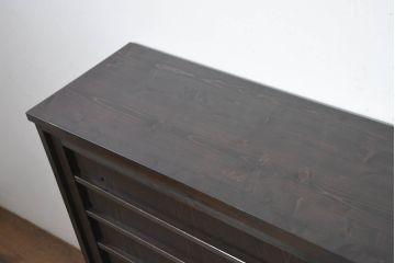 中古　古建具をリメイクしたモダンな横桟板戸が魅力な水屋箪笥サイドボード(食器棚、収納棚、戸棚、カップボード、サイドキャビネット)(R-082733)