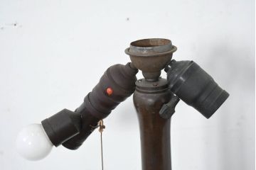 和製アンティーク　昭和初期　古い洋館の大正ロマン薫る2灯式フロアスタンド(電気スタンド、置き型照明、スタンドライト、スタンド照明、フロアランプ)(R-082736)