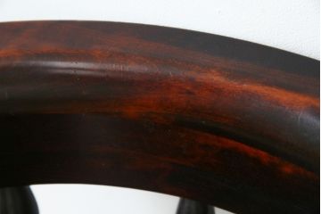 中古　美品　国産職人手作り　カバ材　品でクラシカルな佇まいがお洒落なキャプテンチェア2脚セット(アームチェア、ダイニングチェア、板座チェア、椅子、イス、バラ売り可能)(R-082741)