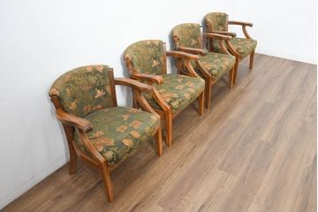 中古　美品　三越家具(現カントリーハウス)　Brugge(ブルージュ)　クラシカルな佇まいが魅力のアームチェア4脚セット(ダイニングチェア(セット)、ラウンジチェア、椅子、イス、バラ売り可能)(定価4脚で約44万円)(R-082743)