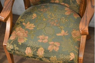 中古　美品　三越家具(現カントリーハウス)　Brugge(ブルージュ)　クラシカルな佇まいが魅力のアームチェア4脚セット(ダイニングチェア(セット)、ラウンジチェア、椅子、イス、バラ売り可能)(定価4脚で約44万円)(R-082743)
