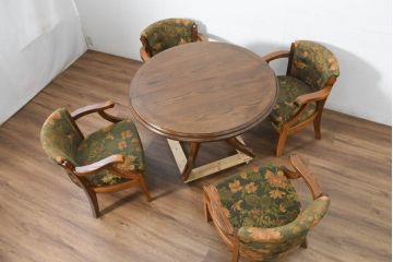 中古　美品　三越家具(現カントリーハウス)　Brugge(ブルージュ)　クラシカルな佇まいが魅力のアームチェア4脚セット(ダイニングチェア(セット)、ラウンジチェア、椅子、イス、バラ売り可能)(定価4脚で約44万円)(R-082743)