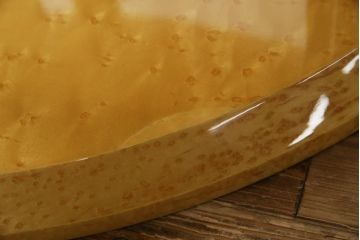 中古　超美品!!　松創(MATSUSO・マツソウ)　エルテ　バーズアイメープルトップ　優美な木肌が彩る気品あふれるオーバルテーブル(ラウンドテーブル、ダイニングテーブル、2人掛け、4人掛け、食卓)(定価約90万円)(R-082744)