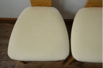 中古　超美品!!　松創(MATSUSO・マツソウ)　エルテ　バーズアイメープルトップ　優背もたれのデザインがひときわ目を惹く芸術的なフォルムのダイニングチェア4脚セット(アームレスチェア、椅子、イス、バラ売り可能)(定価4脚で約56万円)(R-082745)