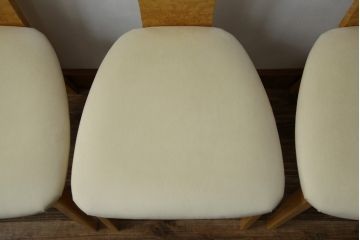 中古　超美品!!　松創(MATSUSO・マツソウ)　エルテ　バーズアイメープルトップ　優背もたれのデザインがひときわ目を惹く芸術的なフォルムのダイニングチェア4脚セット(アームレスチェア、椅子、イス、バラ売り可能)(定価4脚で約56万円)(R-082745)