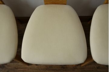 中古　超美品!!　松創(MATSUSO・マツソウ)　エルテ　バーズアイメープルトップ　優背もたれのデザインがひときわ目を惹く芸術的なフォルムのダイニングチェア4脚セット(アームレスチェア、椅子、イス、バラ売り可能)(定価4脚で約56万円)(R-082745)