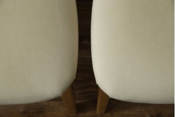中古　超美品!!　松創(MATSUSO・マツソウ)　エルテ　バーズアイメープルトップ　優背もたれのデザインがひときわ目を惹く芸術的なフォルムのダイニングチェア4脚セット(アームレスチェア、椅子、イス、バラ売り可能)(定価4脚で約56万円)(R-082745)