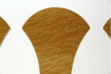 中古　超美品!!　松創(MATSUSO・マツソウ)　エルテ　バーズアイメープルトップ　優背もたれのデザインがひときわ目を惹く芸術的なフォルムのダイニングチェア4脚セット(アームレスチェア、椅子、イス、バラ売り可能)(定価4脚で約56万円)(R-082745)